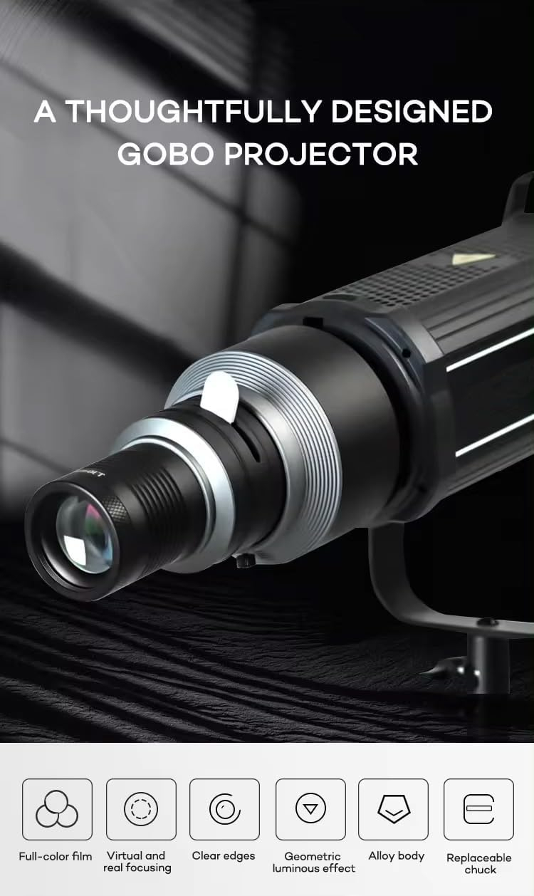 Bowens Mount Spotlight Conical Optical Snoot kit,Photography Studio Lighting Projector Accessory with 20 Gobos 5 Color Filters for Aputure Amaran 100DS/XS 200XS/DS 300C/DII/X 60D/XS Godox SL60 AD600 - Image 2