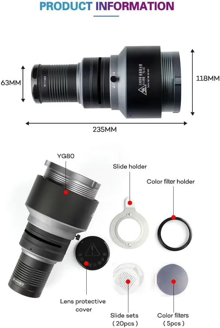 Bowens Mount Spotlight Conical Optical Snoot kit,Photography Studio Lighting Projector Accessory with 20 Gobos 5 Color Filters for Aputure Amaran 100DS/XS 200XS/DS 300C/DII/X 60D/XS Godox SL60 AD600 - Image 3