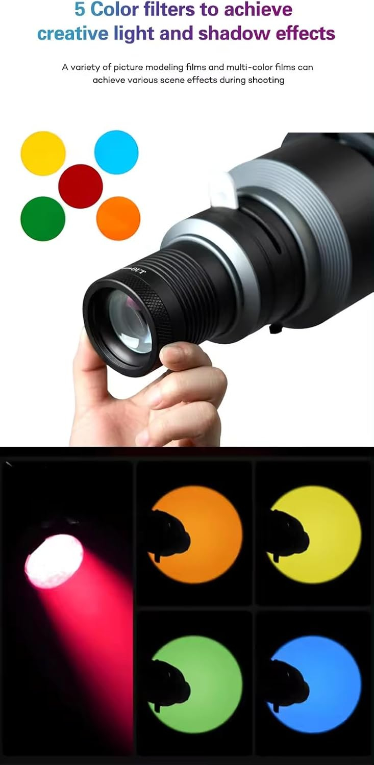 Bowens Mount Spotlight Conical Optical Snoot kit,Photography Studio Lighting Projector Accessory with 20 Gobos 5 Color Filters for Aputure Amaran 100DS/XS 200XS/DS 300C/DII/X 60D/XS Godox SL60 AD600 - Image 7