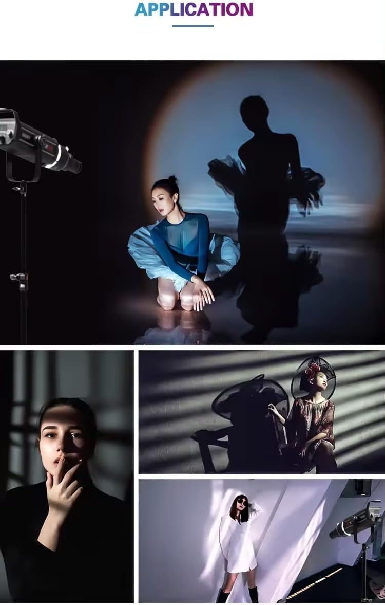 Bowens Mount Spotlight Conical Optical Snoot kit,Photography Studio Lighting Projector Accessory with 20 Gobos 5 Color Filters for Aputure Amaran 100DS/XS 200XS/DS 300C/DII/X 60D/XS Godox SL60 AD600 - Image 8